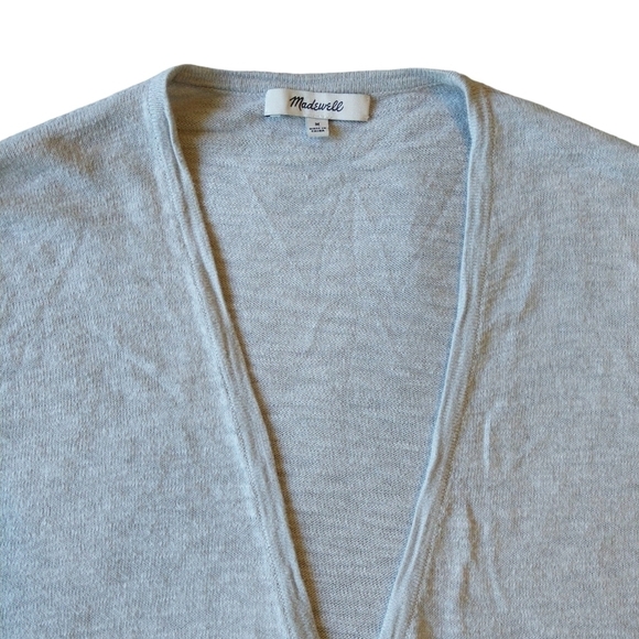 Madewell Open Front Pocketed Slub Heather Gray Lightweight Cardigan M2235 - Picture 4 of 8